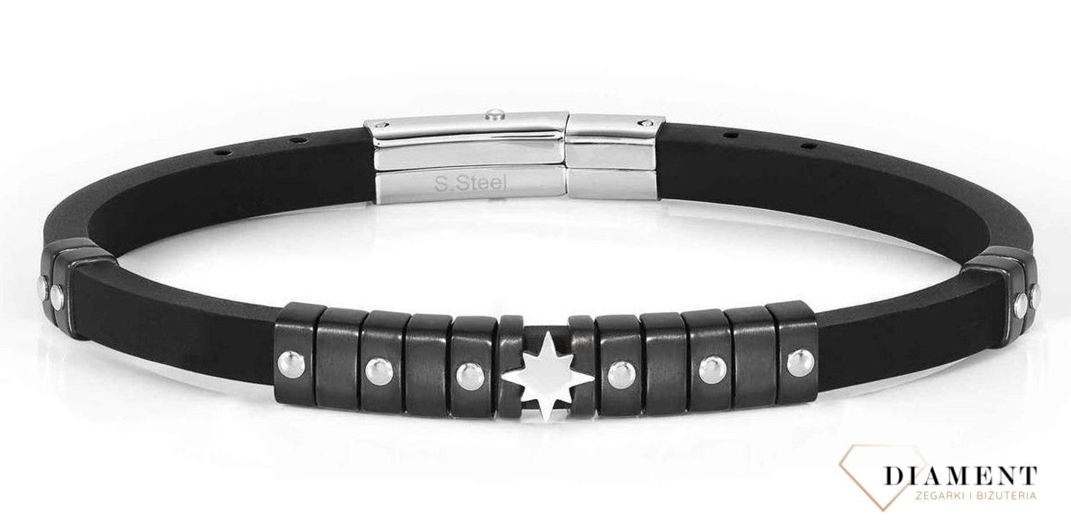 Bransoletka męska Nomination City z różą wiatrów 028814 014. Czerń pasuje do każdego koloru, tak więc bransoletka jest poprzez swój kolor uniwersalna i bardzo praktyczna (2).jpg